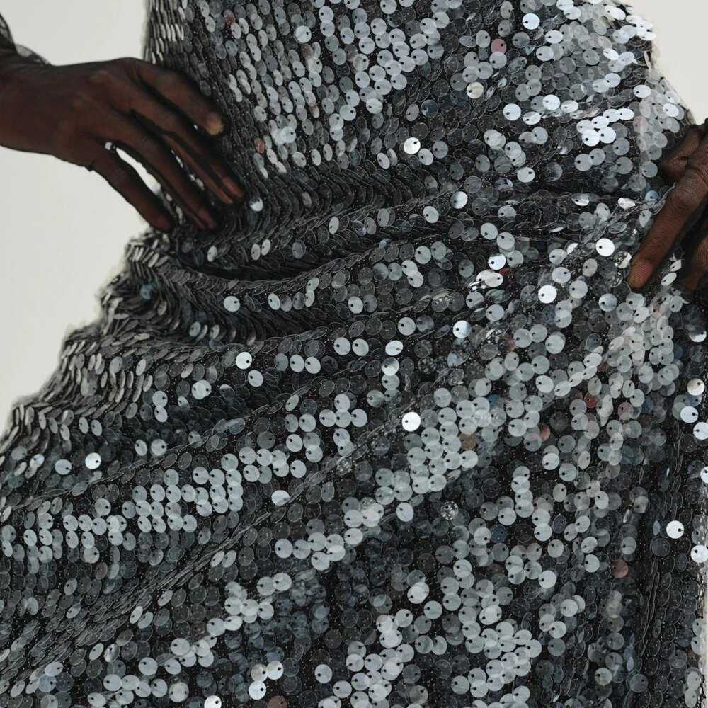 Black For Love And Lemons “Christelle” Sequin Maxi Gown Size Small NWT - Picture 10 of 17